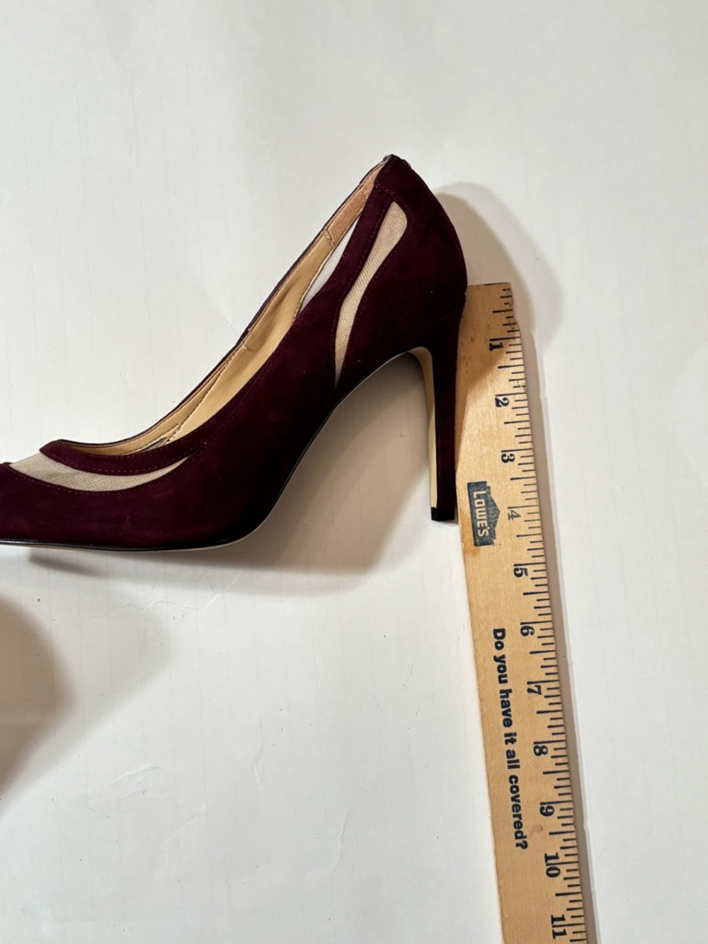 Sam Edelman Burgundy Suede Pointed-Toe Mesh-Inset Pumps - Picture 14 of 15